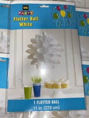 White Flutter Ball 11″ White Tissue Paper Party Hanging Ball lot of 7