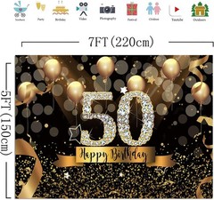 Elegant Glitter Black Gold Balloons Backdrop