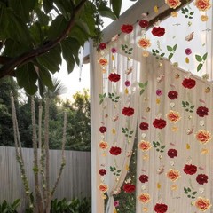 2 Pcs Flower Garland for Backdrop Faux Silk Wildflower Garland Floral Vines 6ft