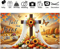 Fall for Jesus Backdrop Banner – Thanksgiving Outdoor Decor 71×43 Inches