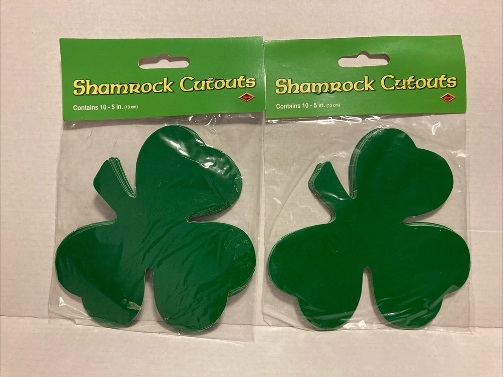 St Patrick’s Shamrock Cutouts 5” by Beistle Creation Printed 2 Sides 2001 New-2