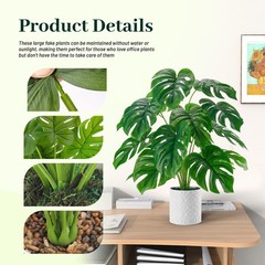 Der Rose Artificial Plants Indoor Large 28» Fake Monstera Faux 5in, Green