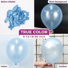 Pearl Light Blue Latex Party Balloons – 100 Pack 12 inch Round Helium Pearl B…
