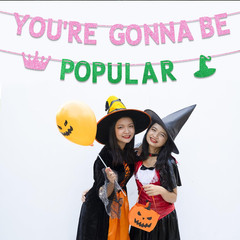Wicked Birthday Party Decorations, You’Re Gonna Be Popular Banner, Glitter Pink