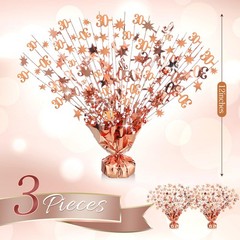 3 Pcs 30th Rose Gold Decorations for Table Centerpieces Star and Number 30 Me…