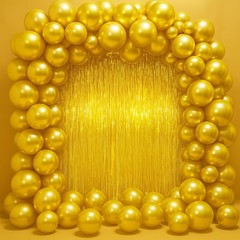 3 Pack 3.3 x 6.6 ft Gold Foil Fringe Backdrop Curtains, Tinsel Streamers Part…