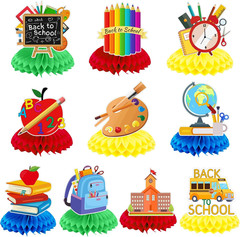 10 Pcs Back to School Decorations, First Day of School Table Toppers Honeycomb O