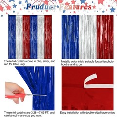 2 Pack 4th of July Decorations, 3.28 FT x 7.05 FT 250 2 PCS Blue Silver Red