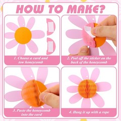12 Pcs Daisy Party Decorations Groovy Honeycomb Daisy Flower Boho Paper Hangi…