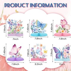 10 Pieces Butterfly Centerpieces for Tables Butterfly Birthday Party Spring H…