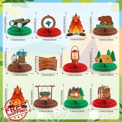 Adecortalk 12 Camping Honeycomb Centerpieces Table Decor