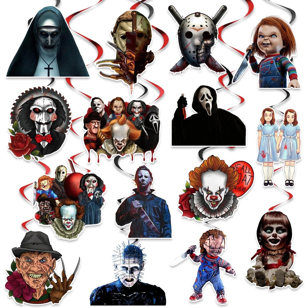Horror Party Decorations Hanging Swirls, Horror Movie Character Swirls Stream…