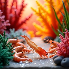 2Pcs Red Fake Shrimp Model Artificial Shrimps Figures Realistic Seafoods Deco…