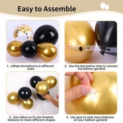 Black and Gold Balloons, 2026 Graduation Decorations 140pcs Black Star Latex …