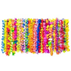 50 Counts Hawaiian Flower Leis for Luau, Vibrant Colors Assortment for Party …