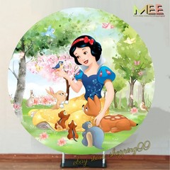 Round Princess Snow White Birthday Party Decorations Backdrop Cover Background