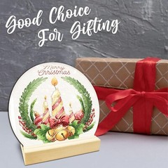 Christmas Candles Table Wooden Decor – Merry Christmas Crystal Ball Plaque With