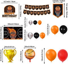 Basketball Birthday Party Decorations, Basketball Party Supplies with Balloon Ar