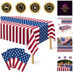 Kids-Friendly 4th of July Table Covers – 4 Pack, 108″ x 54″ for Happy Gatherings