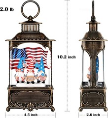 Gnome Snow Globe Lantern 4th of July Decorations with Timer, USB and Battery …