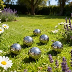 Reflective Stainless Steel Spheres for Enhancing Garden and Water Features