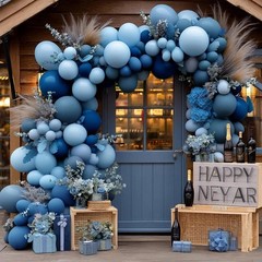 Dusty Blue Balloon Arch Light Dark Blue Balloons Different Size Blueberry Bal…