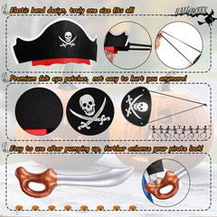 18 Pcs Funny Pirate Party Set- Include 6 Pirate Hats, 6 Eye Patches, 6 Inflatabl