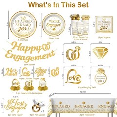 Engagement Party Decorations – He Asked She Said Yes Banner, Foil Balloons, Tabl