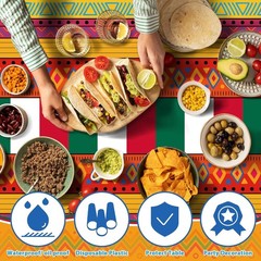 Durable 2-Pack Fiesta Table Covers 52x87in – Perfect for Taco & Mexican Parties