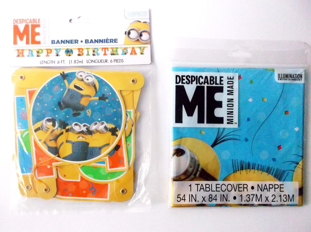 Despicable Me Minions Party Supplies-Hanging Banner & Plastic TableCover New