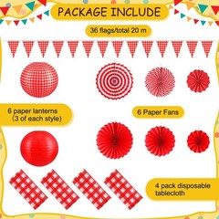18 Pcs Picnic Party Decorations Red Gingham Party Supplies Include Checkered …