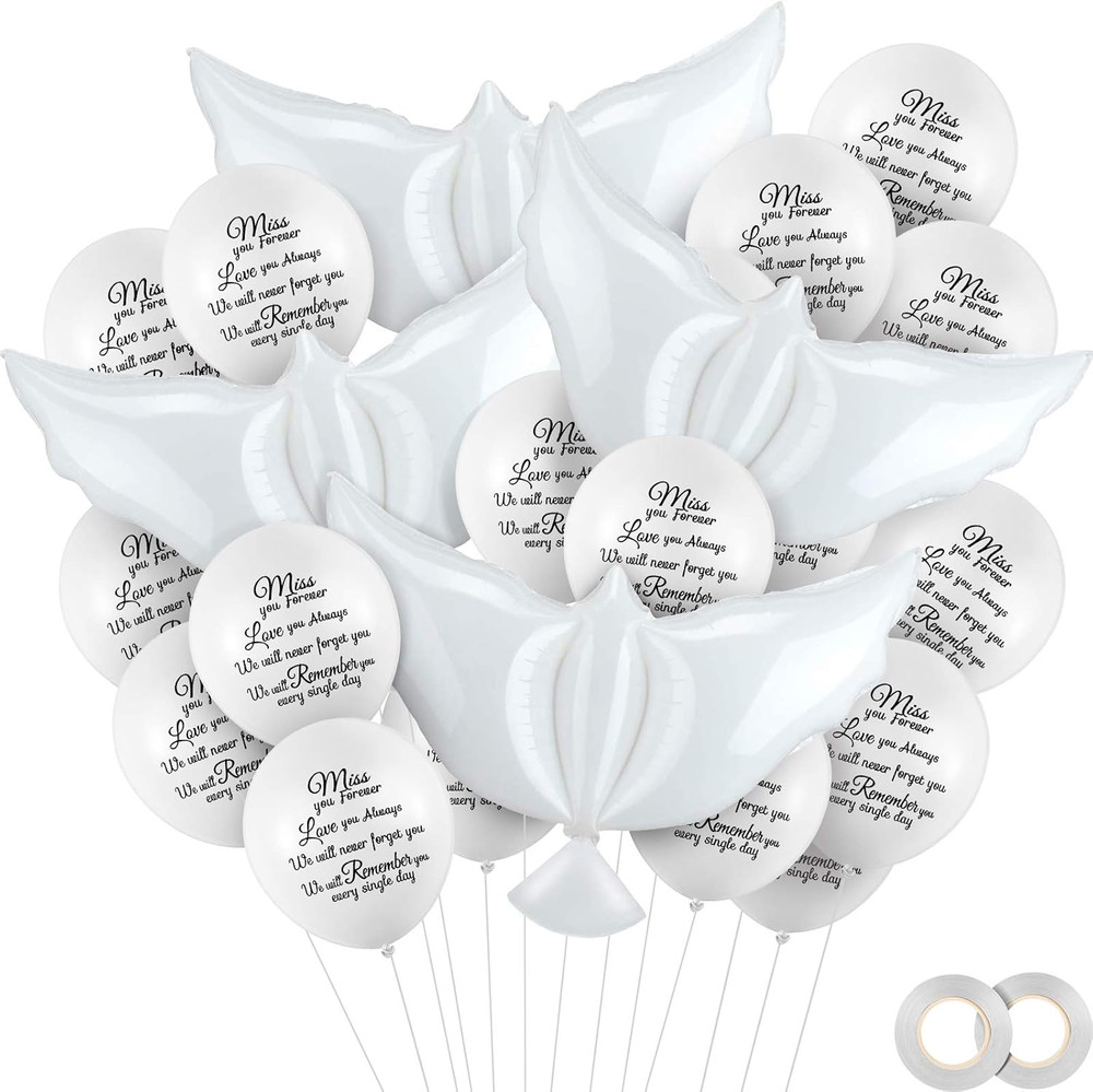 Skylety 36 Pcs Memorial Balloons with 4 Peace Dove Balloons to Release in Sky Re