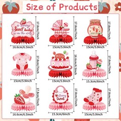 Refavor Strawberry Baby Shower Decorations – 9PCS Berry Sweet Red