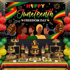 Happy Juneteenth Banner Happy Juneteenth Decorations Backdrop African American