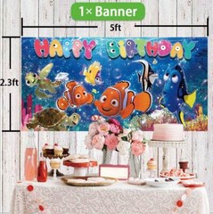 Finding Nemo Party Supplies Birthday Decor Backdrop Banner Birthday Gift 5×2.3ft