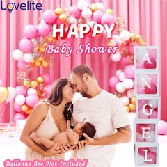 Baby Boxes with Letters, 5 Transparent Baby Shower Balloon Boxes with 78 Lett…