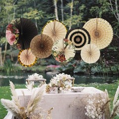 8 PCS Party Hanging Paper Fans Decoration Set Wedding Birthday Round Events