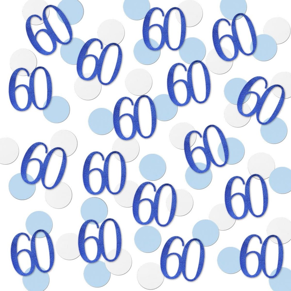 200 PCS Blue Glitter 60 Confetti 60th Birthday Number Table Party Decor