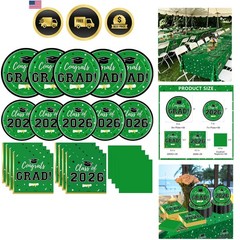 Graduation Party Supplies Plates Napkins 50 Set Green Congrats Class of 2026