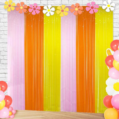 Groovy Foil Fringe Curtains Backdrop Birthday Party Decorations, 4 Pack 3.28 X 6