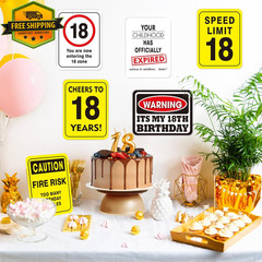 9PCS 18th Birthday Party Decorations Wall Signs Funny Photo Props Decor Set