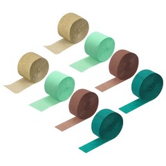 Crepe Paper 2 Inch x 27 Ft, Green, Dark Green, Gold, Beige, Deep Tea, Pack of 8