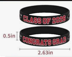 30 Pcs Red White Black Congrats Grad & Class of 2026 Silicone Wristband Bracelet