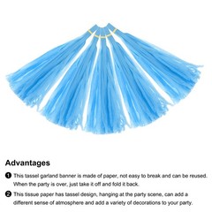 15Pcs Sky Blue Tassel Garland Banner with Rope