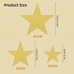 120PCS Glitter Gold Five Star Cutouts Paper