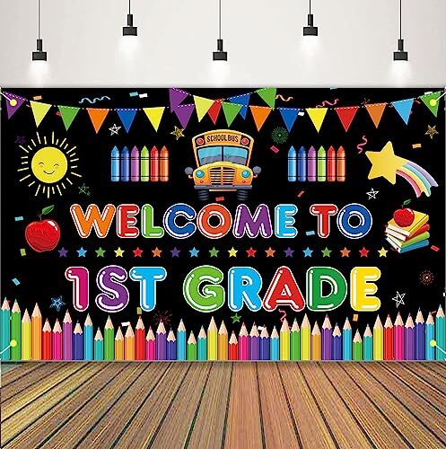 Welcome to 1st Grade Banner, Large Size First Day of School Decorations