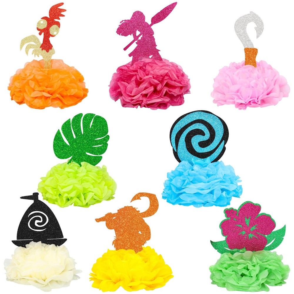 8 PCS Hawaii Luau Honeycomb Centerpieces Tropical Aloha Party Rose Red Table