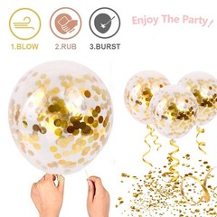 Black and Gold Confetti Balloons, 50 Pack 12inch White Latex Party Balloon Se…
