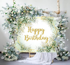 Greenery Birthday Backdrop Green Birthday Party Decorations Sage Happy Birthday