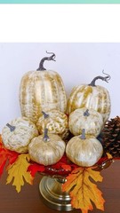 14 Pcs Assorted Fall Artificial Pumpkins – Gold & White Gold Brush White NEW!!